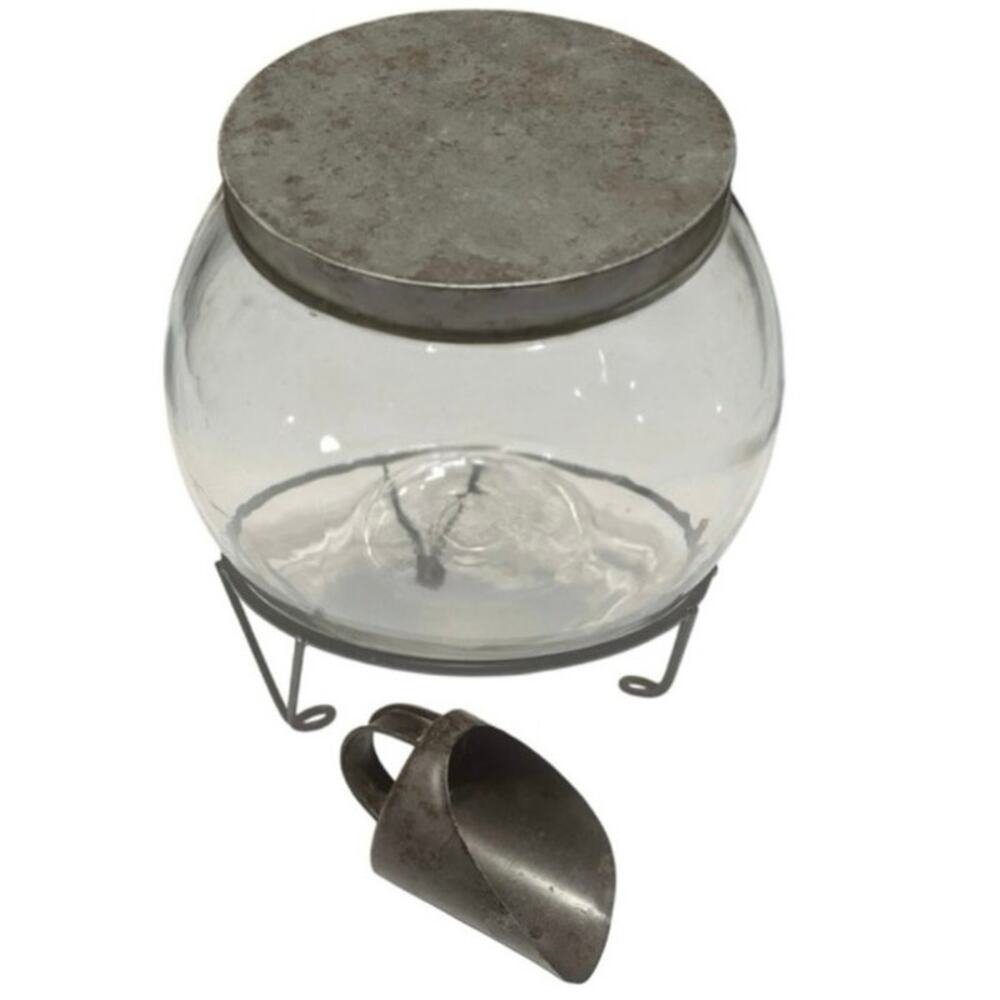 Vintage 1920's Hazel-Atlas Globe Sugar Service Set- Jar, Lid & Scoop